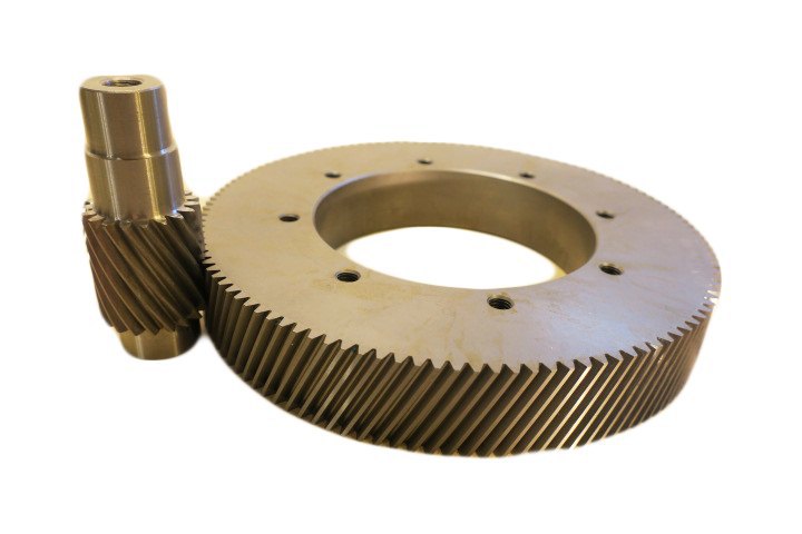 Helical ring gear and mating pinion